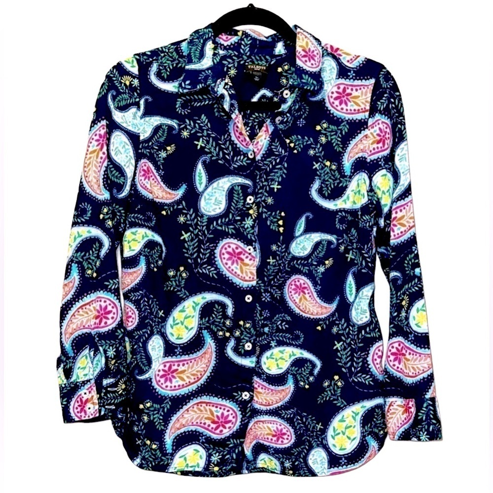 𝅺WOMEN'S Talbots Paisley button up top Small Petite